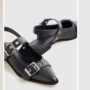 NWT Quince Italian Leather Bold Buckle Slingback Flat